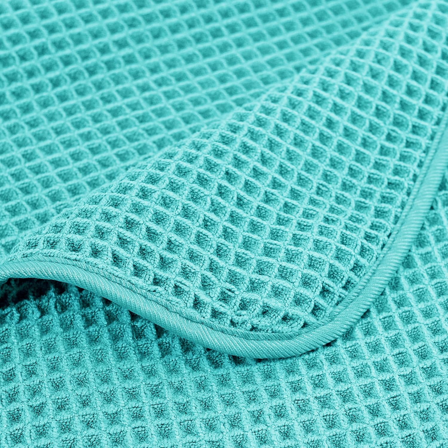 POLYTE Microfiber Bath Towel Set - Quick Dry, Lint-Free, Oversize, 6 Pieces | Waffle Weave Design
