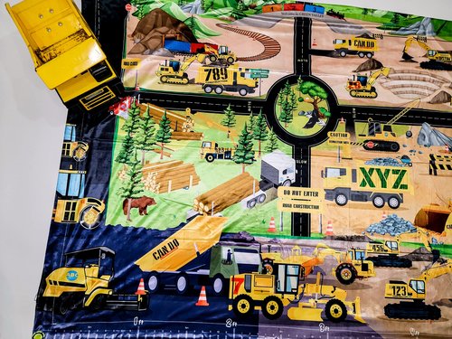 Birdy Boutique Construction Learning Blanket® Double-Sided Educational Throw for Kids, Vehicles Tools Signs, Ultra-Soft Minky Plush 50x60, Preschool Toddler Daycare Nap, Birthday Gift