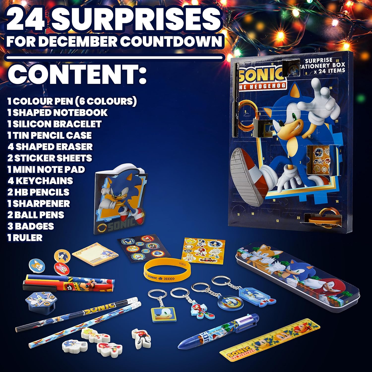 Sonic the Hedgehog Advent Calendar 2025 - 24 Surprise Items & Christmas Countdown Gifts for Boys