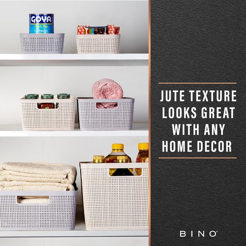 BINO Woven Plastic Basket - Stylish XS Natural 5-Pack | Space-Saving Home Organization Solution