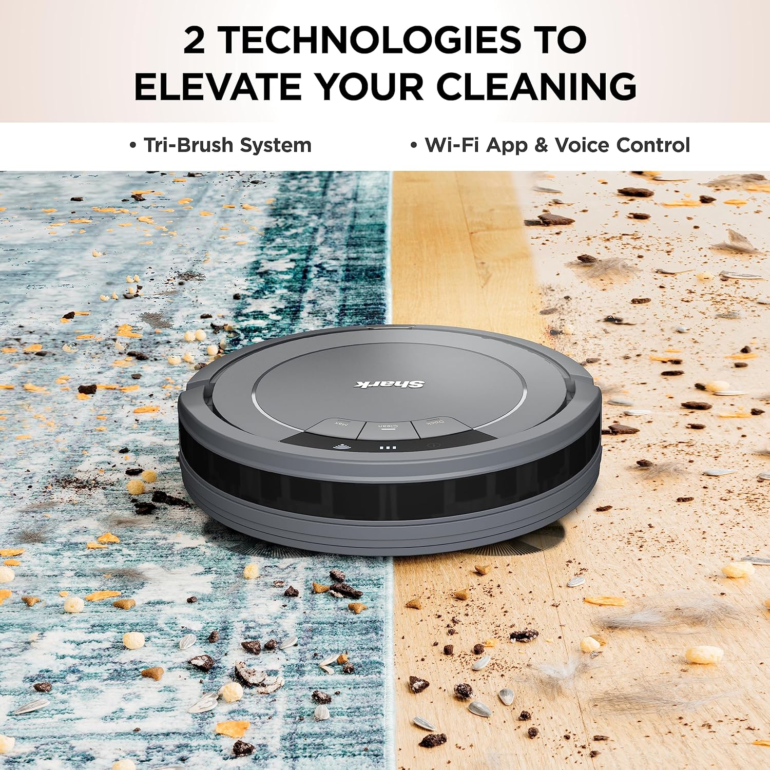 Shark AV753 ION Robot Vacuum - WiFi Connected, Tri-Brush System, 120 Min Runtime | Multi-Surface Cleaning, Grey