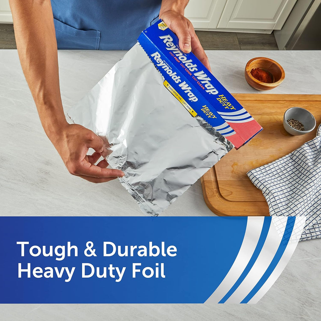 Reynolds Wrap Heavy Duty Aluminum Foil - Thick, Durable Foil with Easy Open Tab | 12 Inches Wide, 50 Sq. Ft.
