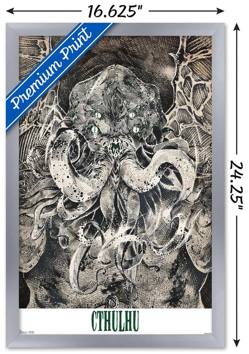 Trends International Cthulhu Wall Poster, 22.4L x 14.7W, Silver Framed Version