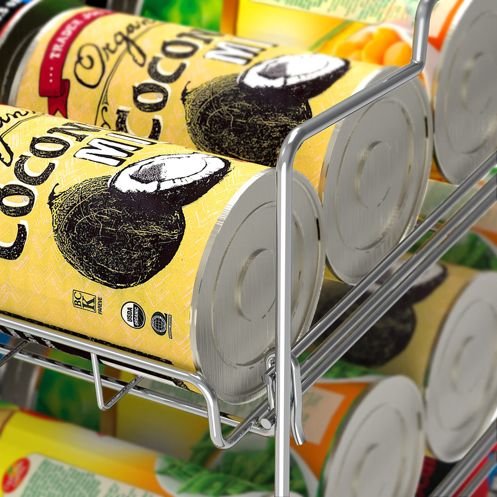 Deco Brothers Stackable Can Rack Organizer for Kitchen and Pantry, Holds Upto 36 Cans, Chrome Finish