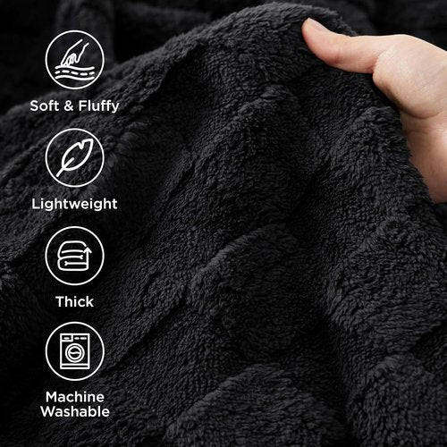 Bedsure GentleSoft Black Throw Blanket - Cozy Checkered Fleece for Kids & Home Decor | 50x60 Inches