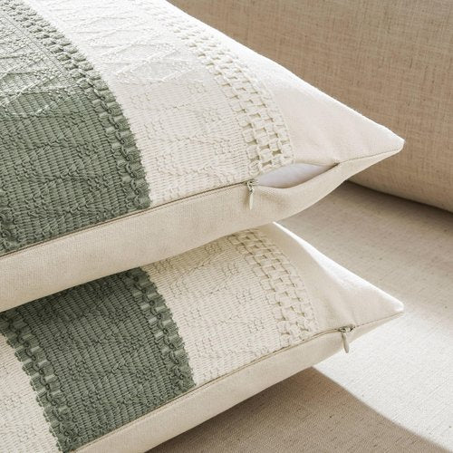ZeeMart 2 Packs Cotton Boho Throw Pillow Covers 24x24 Inch Contrast Green, Soft Farmhouse Decorative Couch Pillow Cases Sage Green Cushion Covers for Sofa Bed Living Room Home Decor