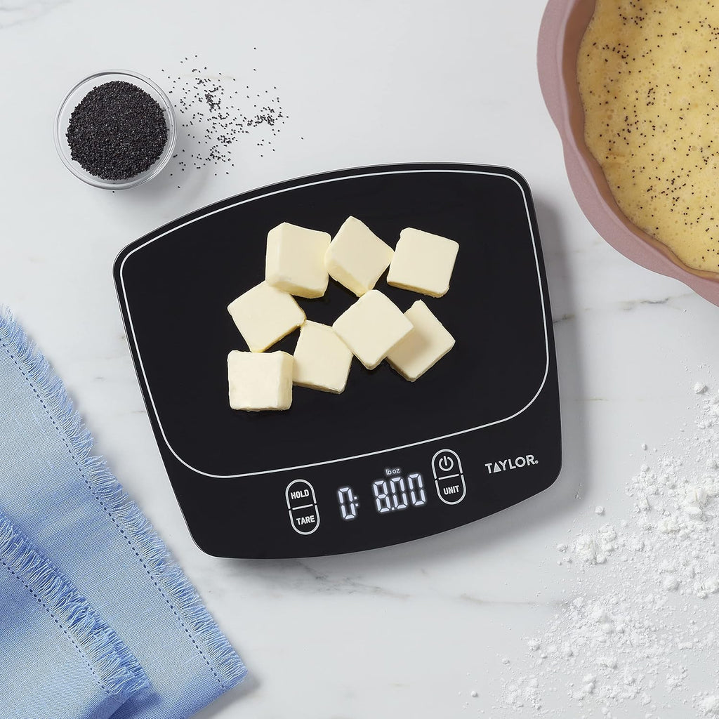 Taylor Waterproof Digital Kitchen Scale - 11 lbs Capacity | Sleek Black Design