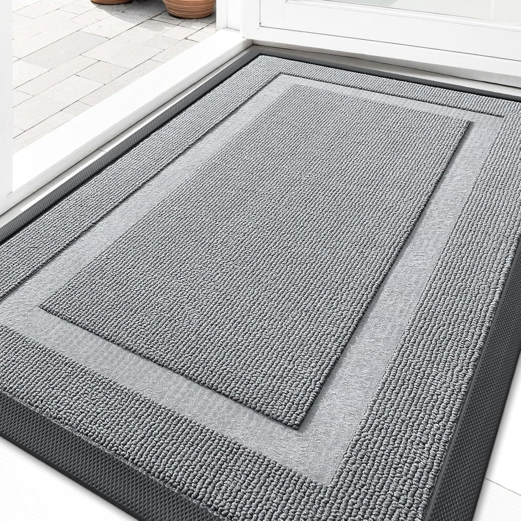OLANLY Waterproof Front Door Mat - All-Season Indoor/Outdoor Doormat, Easy Clean, 33x21, Ash Gray