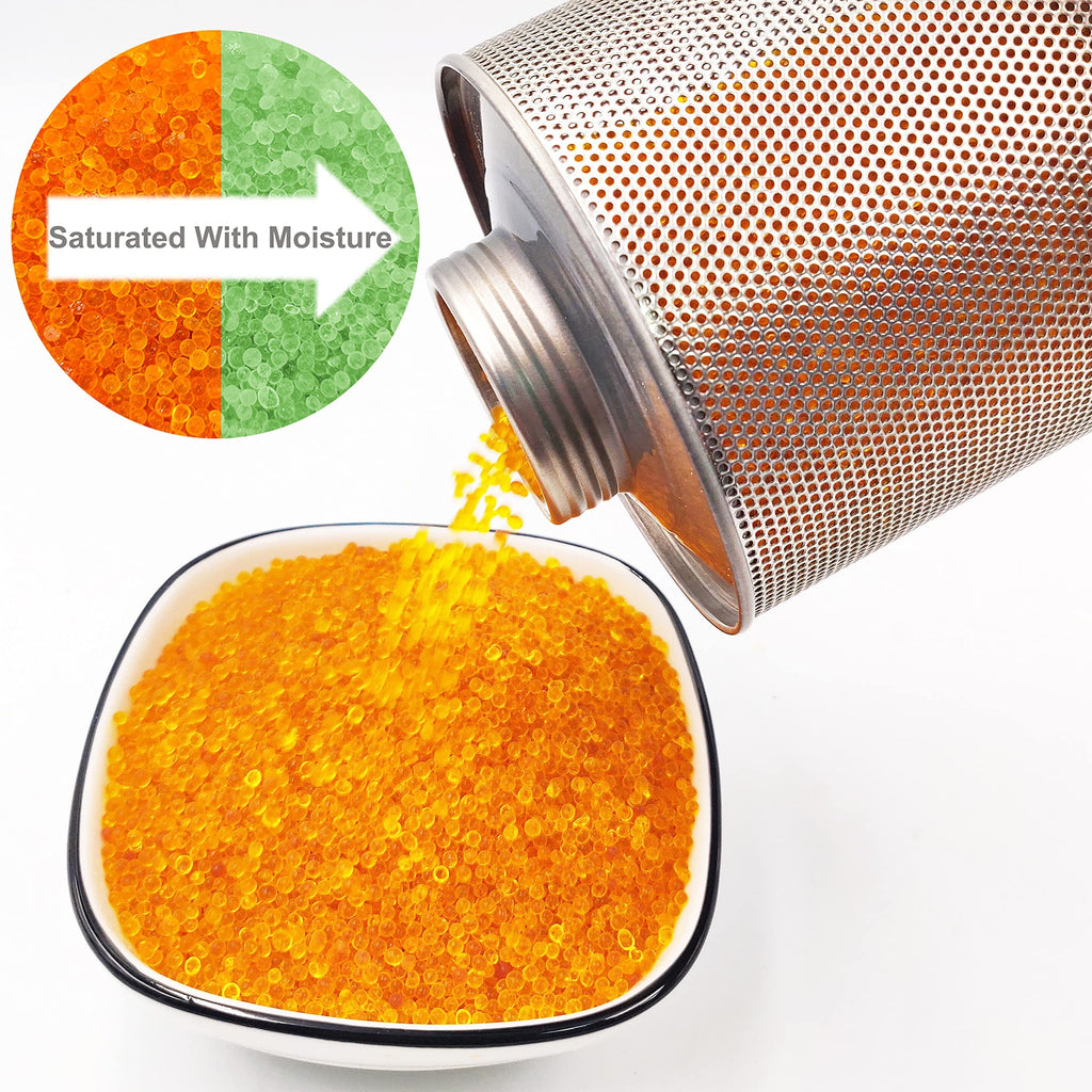 Wisesorb 750 Grams 3 Pack Gun Safe Dehumidifier, Reusable Canister Desiccant Dehumidifier, Rechargeable 1.65 Lbs Indicating Silica Gel Orange To Green, Pack of 3