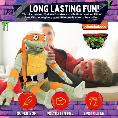 Jay Franco Nickelodeon Teenage Mutant Ninja Turtles Michaelangelo Plush Pillow Buddy - Super Soft Stuffed Character Pillow - Polyester Microfiber, 26 Inches