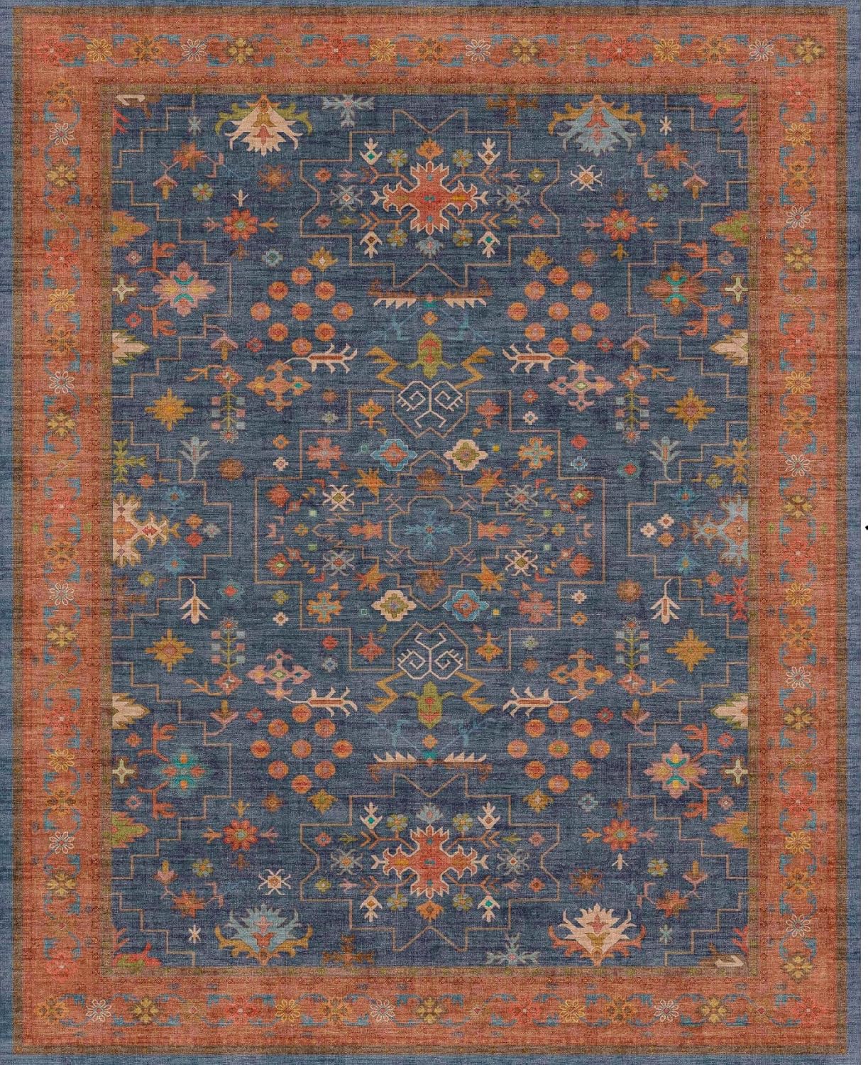 Skiennix Navy Blue Washable Runner Rug - 10 ft Long, Pet-Friendly, Non-Slip, Stain Resistant, 2'6" x 10'