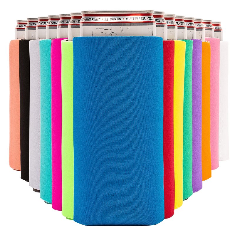 Slim Can Cooler Sleeves (14-Pack) Soft Insulated Koolie for White Claw Seltzer & Slim Beer - HTV Blanks for Vinyl Projects - Skinny, Bulk - Tall Coolies