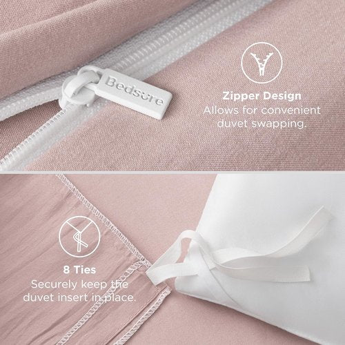 Bedsure Twin Duvet Cover Set - Rose Pink Extra Soft Bedding, 68x90 Inches with Zipper Closure & Pillow Sham