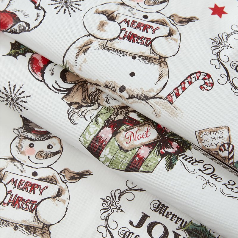 Newbridge Vintage Nostalgia Christmas 60 x 102 Inch Rectangle Vinyl Tablecloth with Flannel Backing – Retro Santa Claus, Snowman & Sleigh Holiday Print Easy-Care Wipe Clean Table Cover