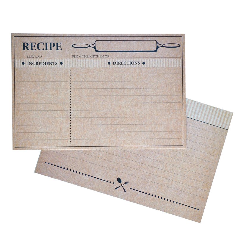 Home Advantage 50 Farmhouse Rustic Recipe Cards 4x6, Double Sided Kraft Design Cards