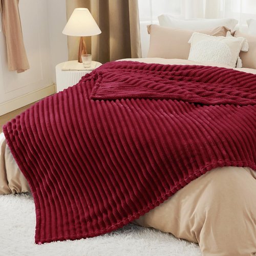 Bedsure GentleSoft Red Fleece Blanket - Cozy, Soft Throw for Couch | Perfect 108x90 Inches Size