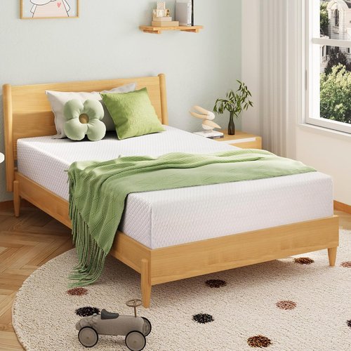 EGOHOME 6-Inch Twin Memory Foam Mattress - Cooling Green Tea Gel & Medium Firm Support | 75''L x 38''W, White
