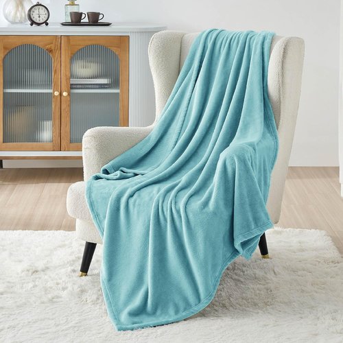 Bedsure GentleSoft Fleece Throw Blanket - Lightweight Plush Cozy River Blue Blanket, 50x60 Inches