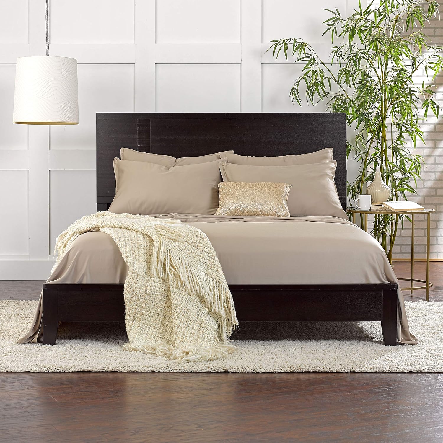 Pure Bamboo California King Sheets - 100% Organic Viscose Bed Sheet Set, Soft & Cooling, Sand Color