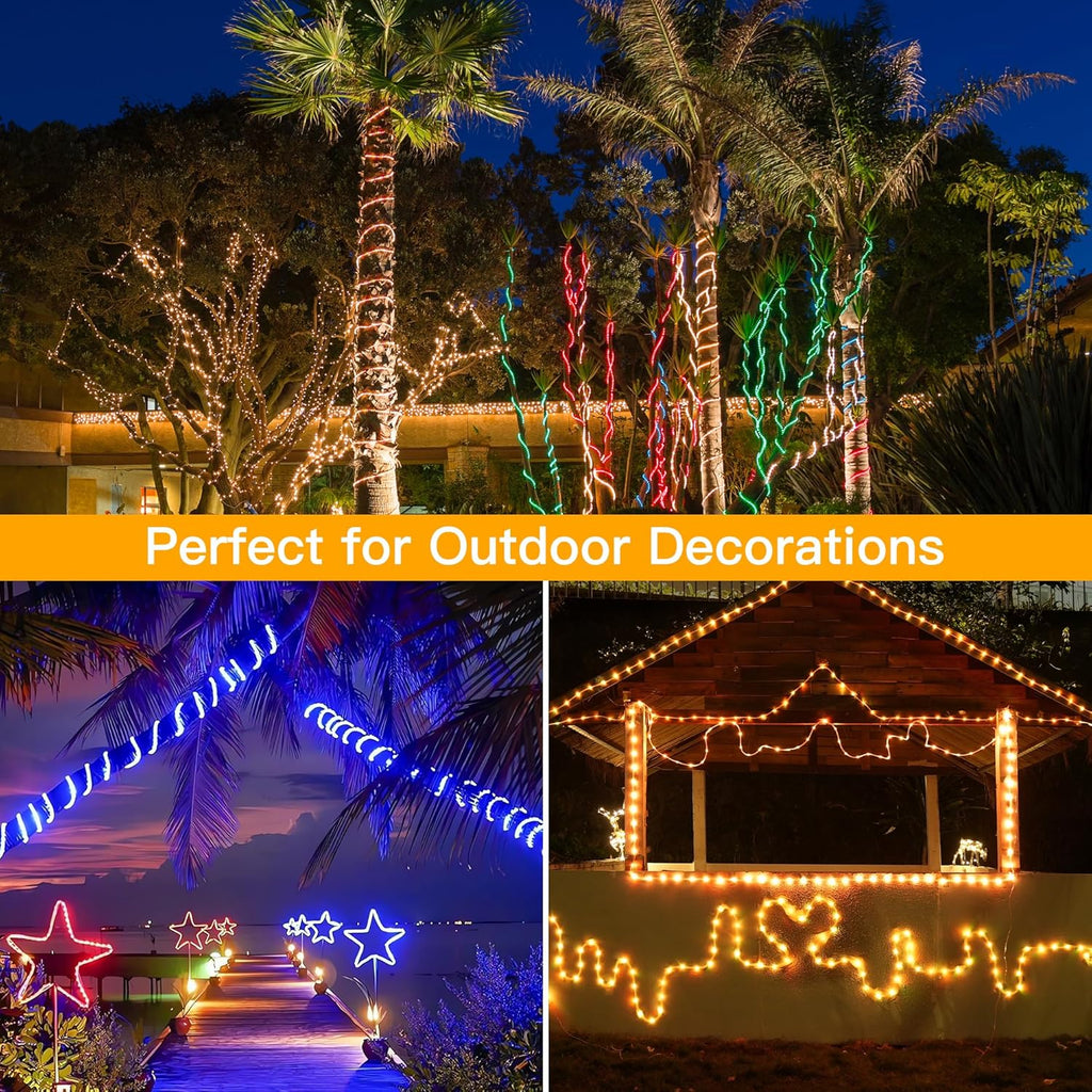 Ollny Color Changing Rope Lights - 66FT Waterproof Outdoor String Lights with Remote | 200 LED, 16 Colors