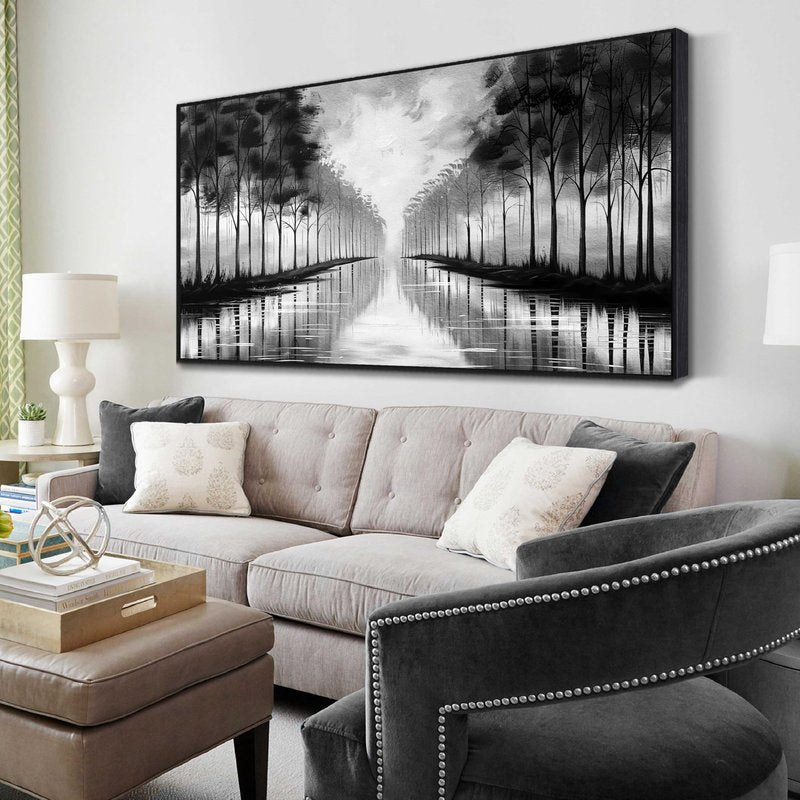 Black and White Flower Canvas Wall Art With Black Wood Frames Large Modern Canvas Prints Framed Wall Art for Living Room Bedroom Home Office Size 20x40