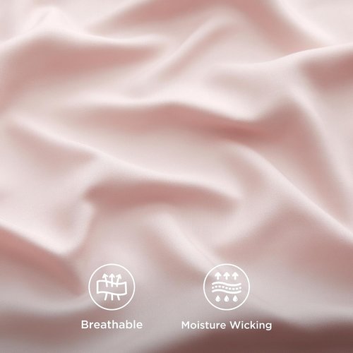 Bedsure Cooling California King Sheet Set - Breathable Rayon from Bamboo, Soft & Silky, Deep Pocket, Pink