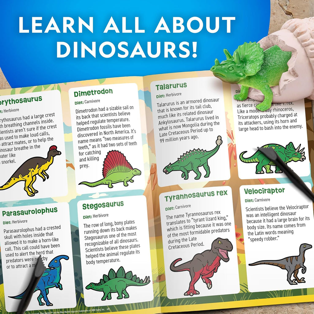 National Geographic Dinosaur Dig Kit - 12 Dino Shaped Dig Bricks with Figures & Excavation Tools | STEM Toy for Kids