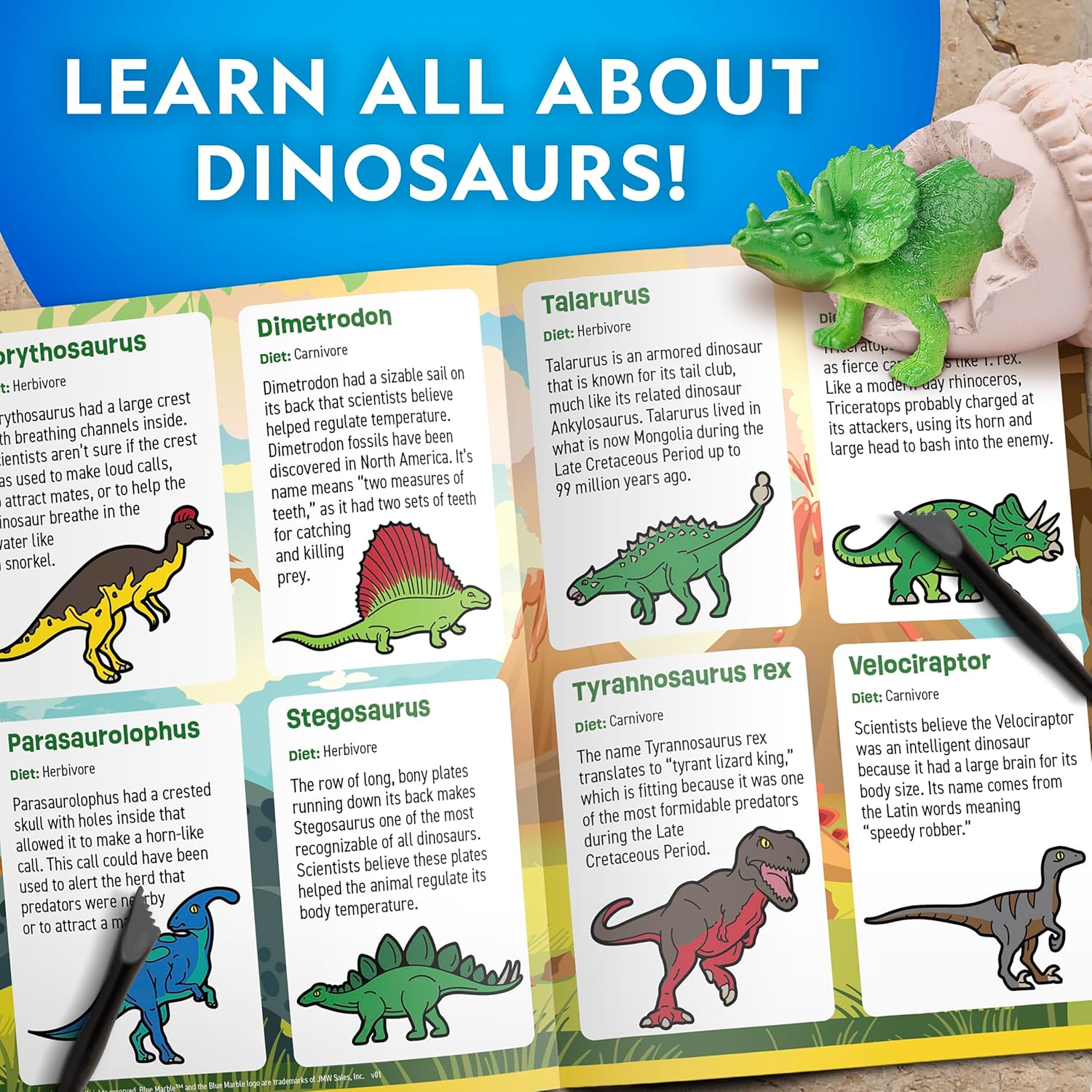 National Geographic Dinosaur Dig Kit - 12 Dino Shaped Dig Bricks with Figures & Excavation Tools | STEM Toy for Kids