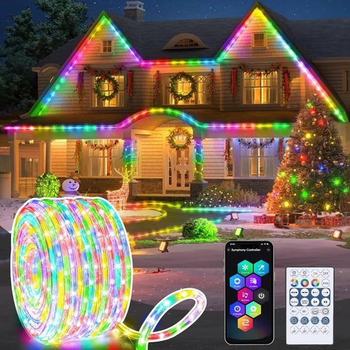 Jnaurb RGB Color Changing Rope Lights - 33ft Smart String Lights with Remote & APP Control | Waterproof Music Sync for Bedroom & Garden