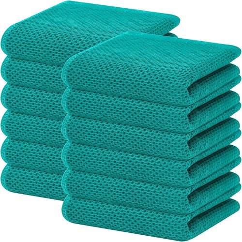 Homaxy 100% Cotton Waffle Weave Dish Towels - Ultra Soft & Absorbent | Quick Drying, 13 x 28 Inches, 12-Pack, Teal