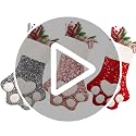 Set of 3 Multicolor Paw Christmas Stockings 18'' Sparkling Sequin Pet Holiday Decor