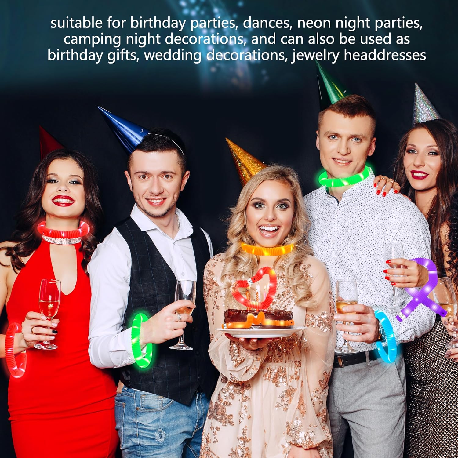 Skiennix LED Glow Sticks - 42 Pcs Light-Up Tubes for Kids' Birthday Parties & Concerts | Glow in The Dark