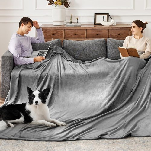 Bedsure GentleSoft Oversized King Blanket - Extra Large 120"x120" Soft Fleece for Bed, Sofa, Travel, Dark Grey