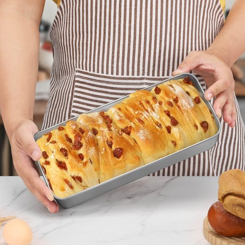 P&P CHEF Loaf Pans for Baking Bread, 12 x 5 Inch Large Stainless Steel Bread Loaf Pan Tins for Homemade Meatloaf Cake Brownies, Healthy & Sturdy, Oven & Dishwasher Safe, 1Pc