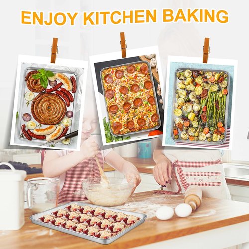 16 Inch Baking Sheet Pan, Joyfair Stainless Steel Cookie Sheet Toaster Oven Tray, Professional Bakeware for Cookie/Bacon/Bread, Rolled Rim & Mirror Finish, Rust Resistant & Dishwasher Safe