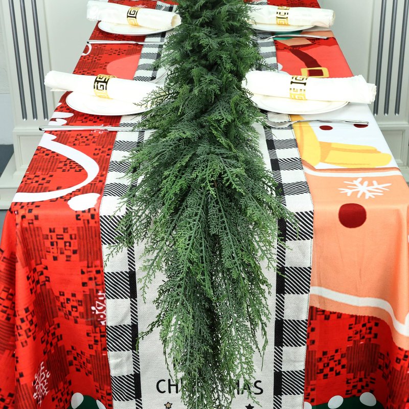 MDSTBN 6ft Christmas Garland Realistic Extra Full Cedar Faux Cedar for Mantle Stairs Home Fireplace Wall Indoor Outdoor Holiday Party Decoration