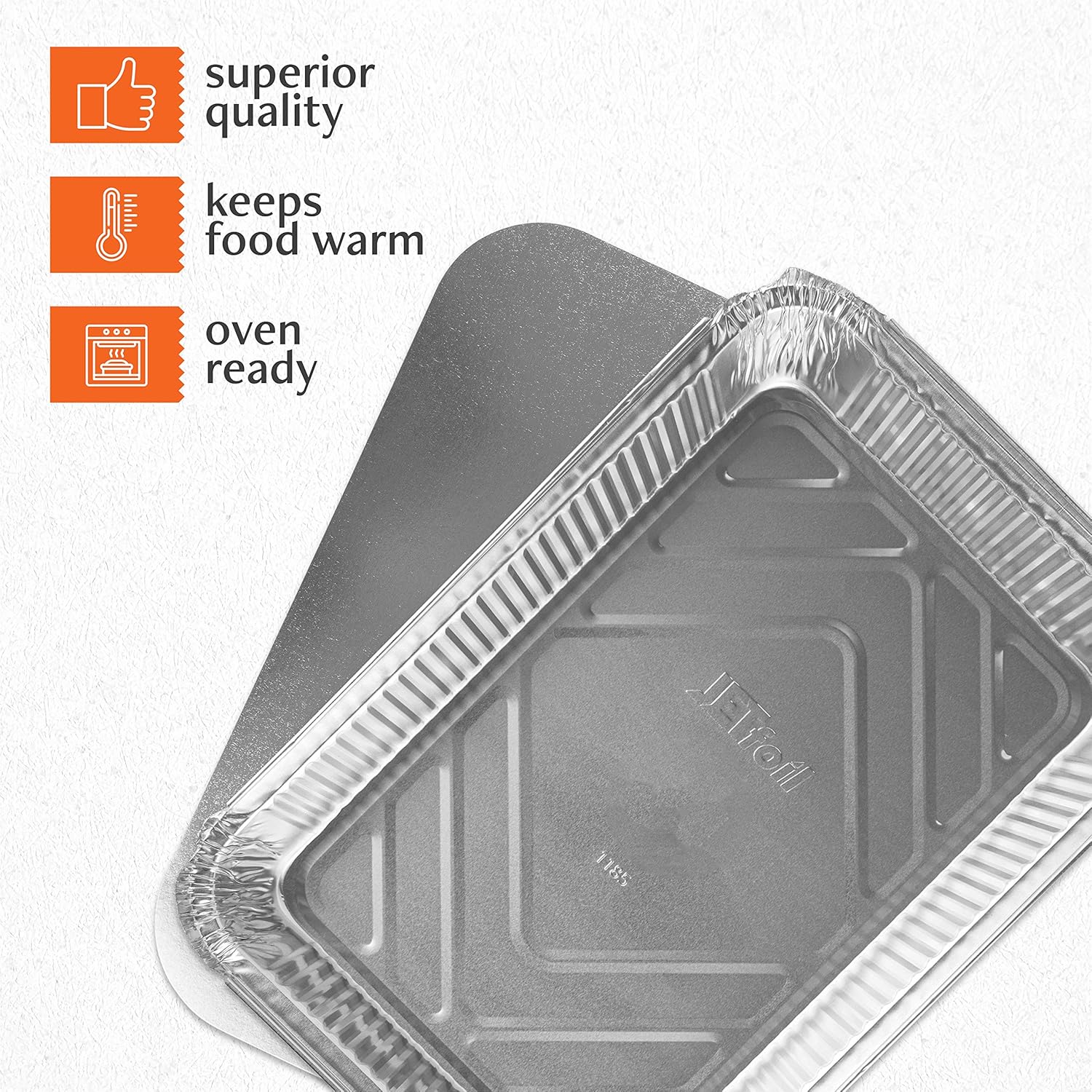 PLASTICPRO Disposable Aluminum Baking Pans - 4 LB Oblong Foil Containers with Cardboard Lids | 12'' x 8'' x 2'' - Ideal for Brownies, Bread, or Lunchboxes, Pack of 5