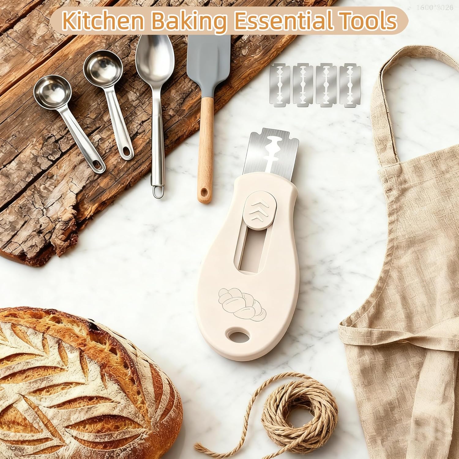 Skiennix Bread Lame Sourdough Scoring Tool - Magnetic Design with 5 Razor Blades | Beige & Blue