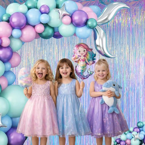 Iridescent Clear Tinsel Curtain Backdrop - 3.28 x 8ft Rainbow Foil Fringe | Shimmer Party Decoration (2 Pack)