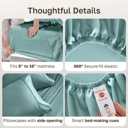 California Design Den King Size Cotton Sheets Set - 100% Soft Cotton, 400 Thread Count, Deep Pockets, Teal
