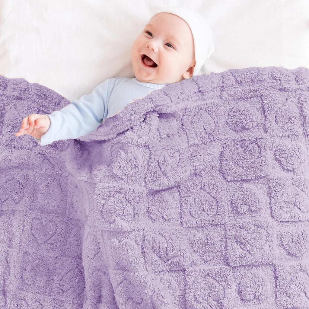 Yurhap Fleece Baby Blanket - Ultra Soft Heart Checkered Design | Cozy 30”x40” Blanket for Infants