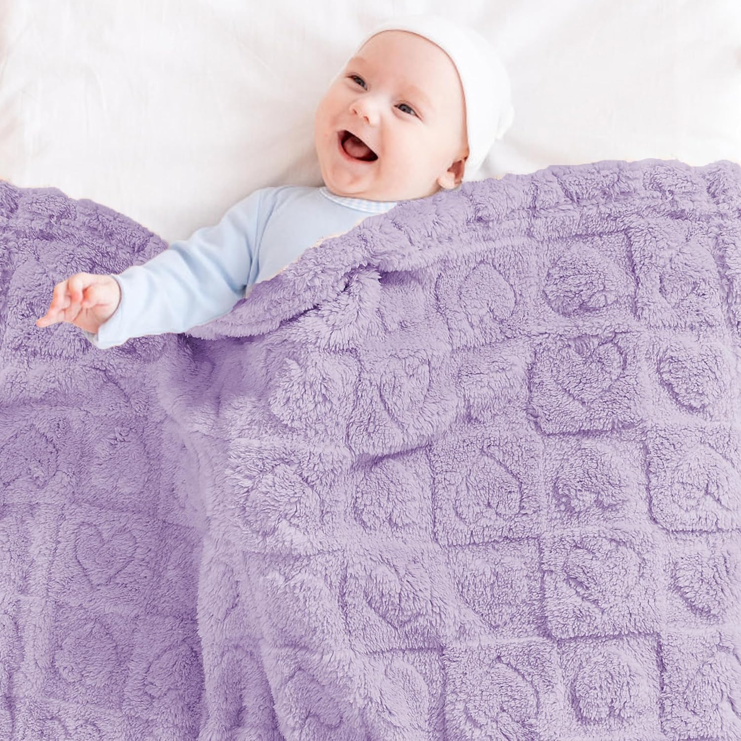 Yurhap Fleece Baby Blanket - Ultra Soft Heart Checkered Design | Cozy 30”x40” Blanket for Infants