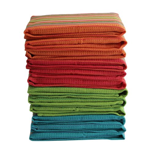 DG Collections 100% Cotton Salsa Kitchen Towels – 8 Pack, Super Absorbent Dish Towels, 16x28 Inch, Lint-Free, Durable Weave – Reusable Kitchen Cleaning Cloths for Home & Restaurants