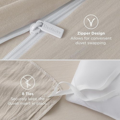 Bedsure King Duvet Cover Set - Extra Soft Prewashed Cotton-Like Polyester, 120x98 Inches with Zipper Closure & 2 Pillow Shams