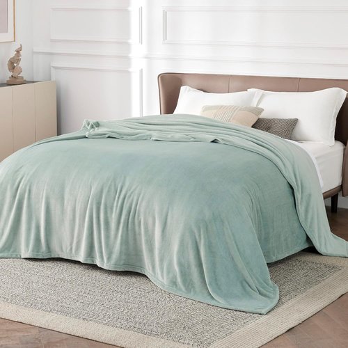 Bedsure GentleSoft Fleece Blanket - California King Sage Green | Lightweight Plush & Cozy 102x96 Inches