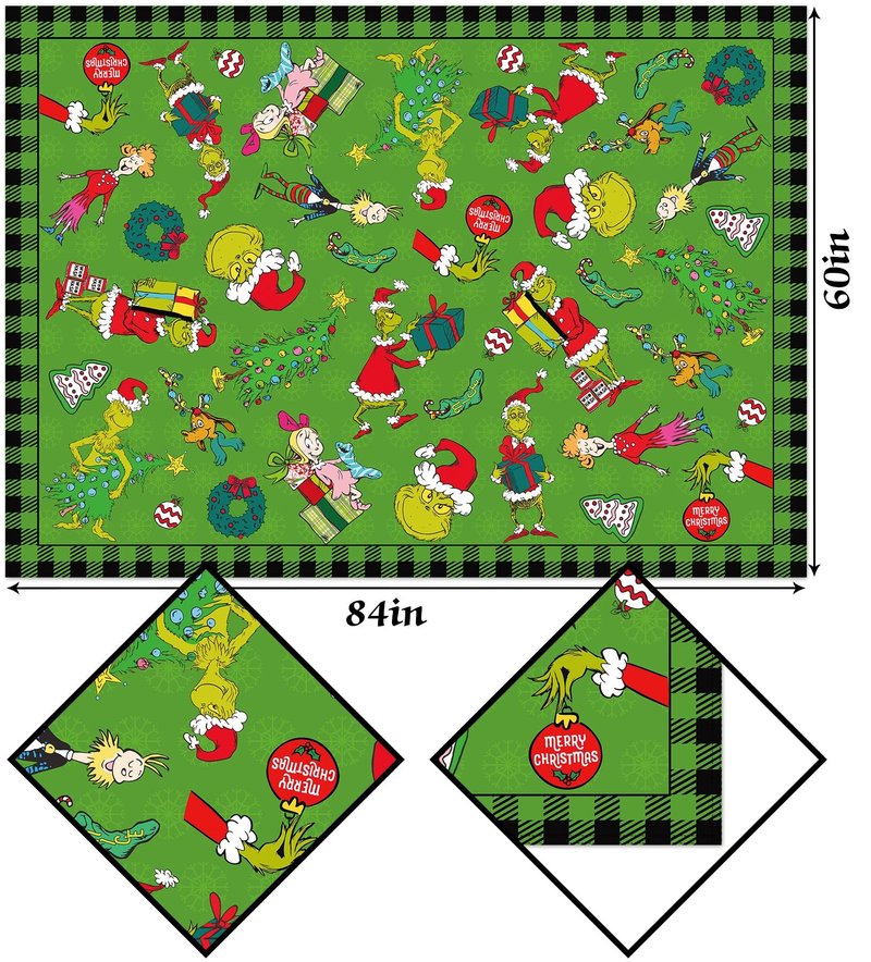 Hafangry Green Christmas Tablecloth Buffalo Plaid Check Xmas Winter Holiday Party Decoration Rectangular Kitchen Dining Room Home Decor 60×84 inches