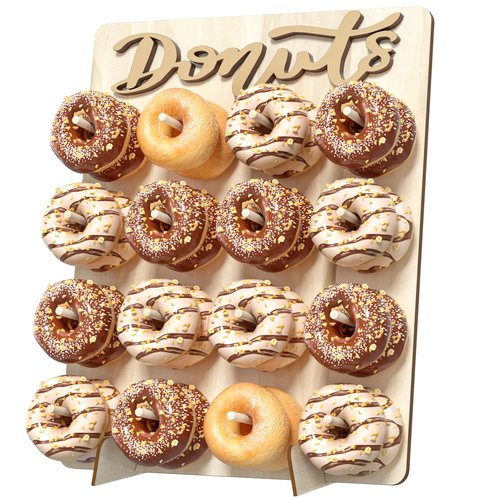 CORTNK Donut Wall Display Stand, Wooden Doughnut Holder Display 16 Donuts, Donut Holder Board for Donut Grow Up Party, Birthday, Wedding, Baby Shower, Donut Party Decorations (Natural)