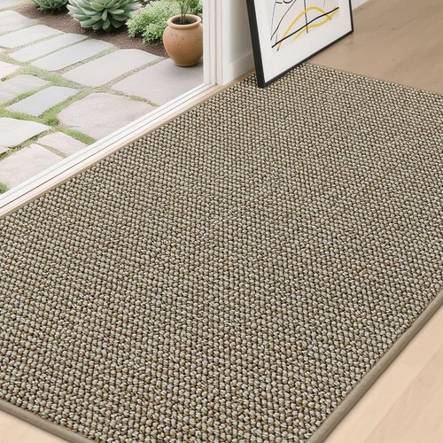 BEQHAUSE Dirt Trapper Door Mat - Non-Slip, Washable, Absorbent | 36" x 60", Light Beige Entryway Mat