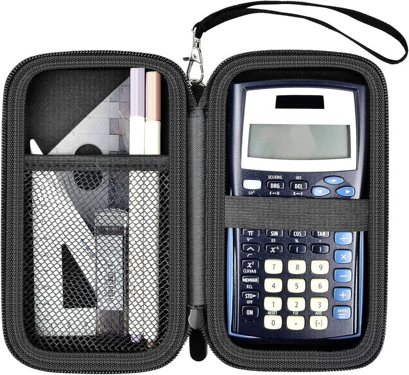 Case Only Compatible with Texas Instruments TI-30XIIS Scientific Calculator, Travel Office Calculators Storage Holder Bag with Extra Mesh Pocket for Pens, USB Cables and Accessories (Bag Only) (Black)
