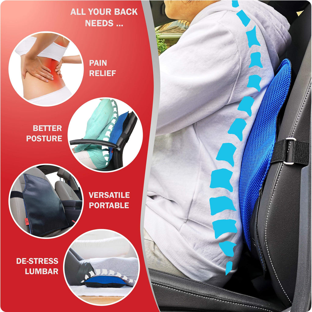 AJUVIA JazzRX 3-in-1 Back Support Office Chair Cushion for Immediate Pain Relief, Air-Cell Technology Orthopedic Lumbar Pillow for Car Seat